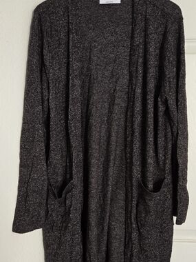 Teen Size Long Open-Front Cozy Cardigan in Dark Heather